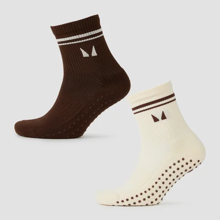MP Pilatessocken (2er Pack) – Zarte Creme/Schokolade