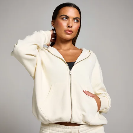 MP Damen Basics Kapuzenpulli mit durchgehendem Reißverschluss – Helles Cremeweiß