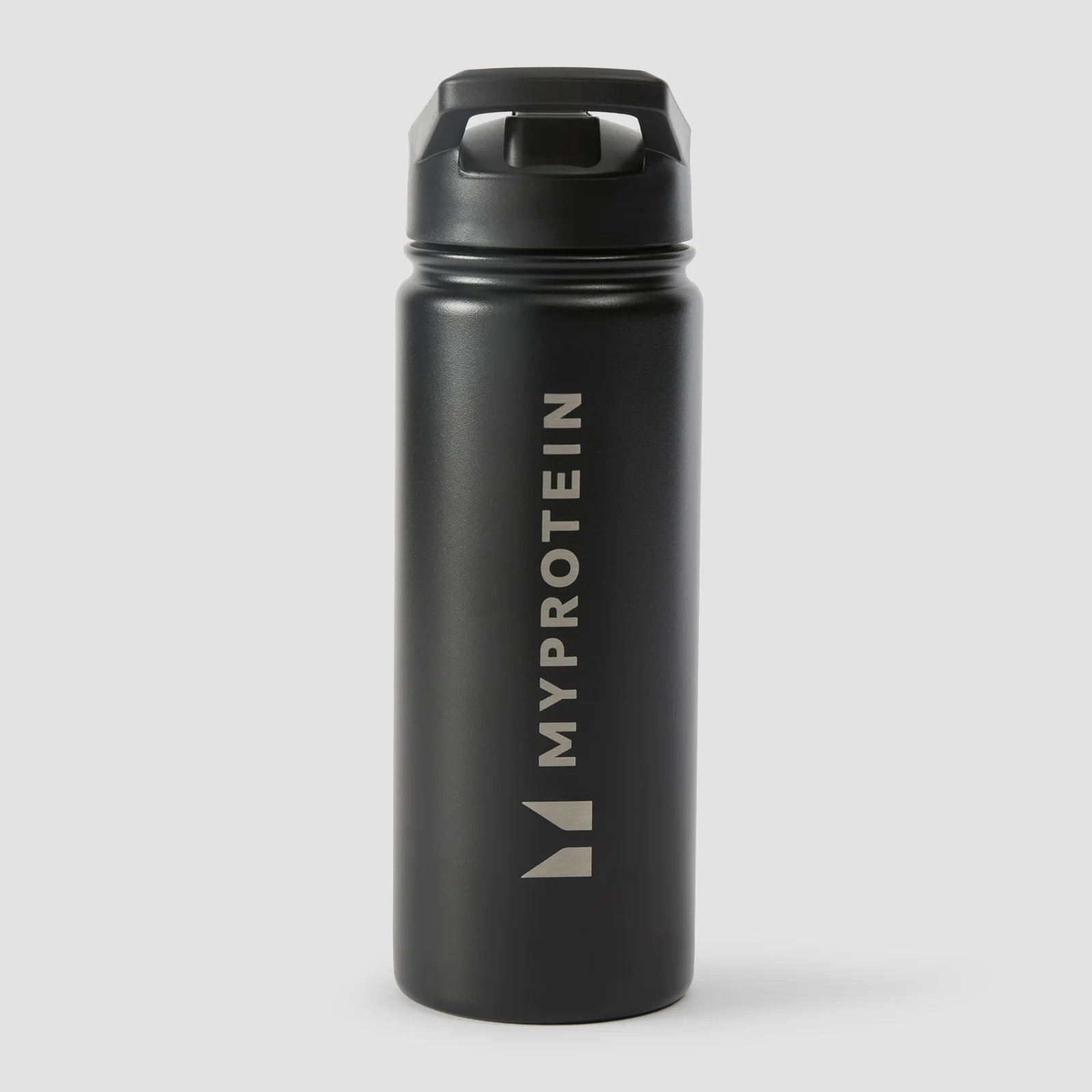 Myprotein Flip-Trinkhalmflasche aus recyceltem Metall, 500 ml – Schwarz