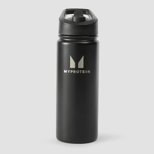 Myprotein Flip-Trinkhalmflasche aus recyceltem Metall, 500 ml – Schwarz