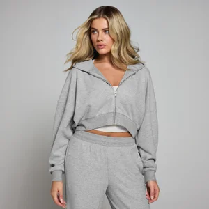 MP Damen Soft Touch Kapuzenpulli mit durchgehendem Reißverschluss – Hellgrau - Size XS