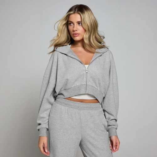 MP Damen Soft Touch Kapuzenpulli mit durchgehendem Reißverschluss – Hellgrau