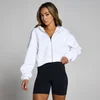 MP Damen Basics Kapuzenpulli mit verkürztem Schnitt und durchgehendem Reißverschluss – Weiß
