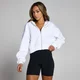 MP Damen Basics Kapuzenpulli mit verkürztem Schnitt und durchgehendem Reißverschluss – Weiß