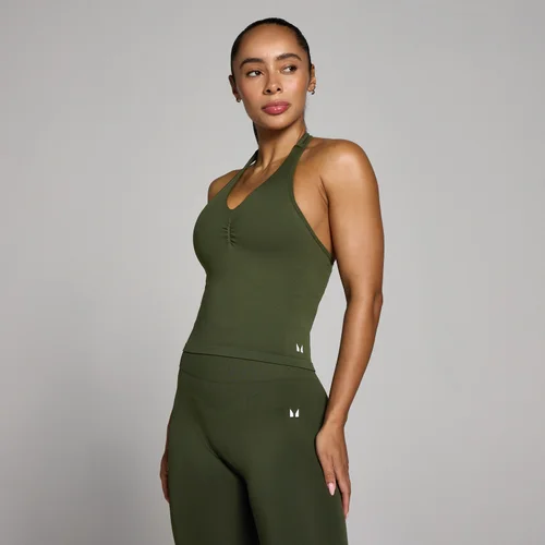 MP Damen Tempo Nahtlos Neckholder-Top - Waldgrün