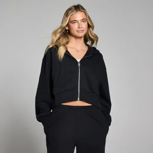 MP Damen Lifestyle Durchgehender Reißverschluss Hoodie - Schwarz Verwaschen - Size S