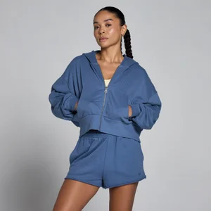 MP Damen Leichter Loopback-Hoodie mit durchgehendem Reißverschluss – Slate Blue - Size S