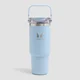 Myprotein Recycelte Metall Trinkflasche mit Tragegriff und Strohhalm 900 ml - Babyblau