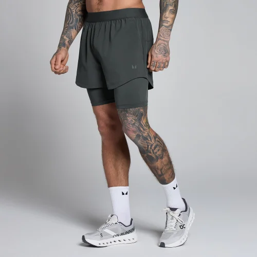 MP Herren Hybrid 5" 2-in-1 Shorts - Schwarz Verwaschen