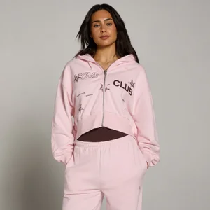 MP Damen Move Club Graphic Leicht Loopback Durchgehender Reißverschluss Hoodie - Blush - Size L