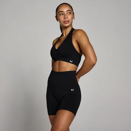 MP Damen Tempo Nahtlos Neckholder Sport-BH - Schwarz