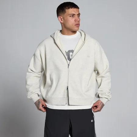 MP Lift Oversized Loopback 2 Way Zip Hoodie für Herren – Cremig Grau meliert