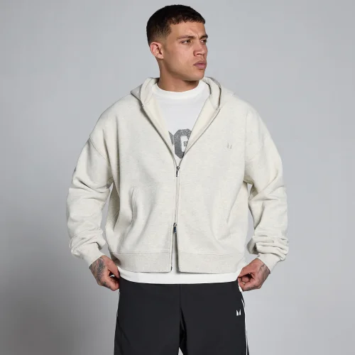 MP Lift Oversized Loopback 2 Way Zip Hoodie für Herren – Cremig Grau meliert