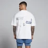 MP Herren Hybrid Grafik Oversized-Baumwoll-T-Shirt – Weiß/Schieferblau