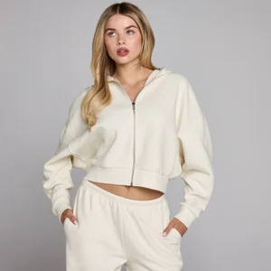 MP Damen Waffelstruktur Hoodie mit Reißverschluss - Elfenbein - Size XS