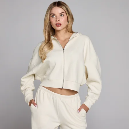 MP Damen Waffelstruktur Hoodie mit Reißverschluss - Elfenbein