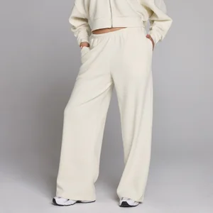 MP Damen Waffelstruktur Jogginghose mit mittlerer Leibhöhe und geradem Bein - Elfenbein - Size M