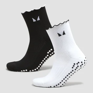 MP Frilly Pilates-Socken (2er-Pack) - Schwarz/Weiß - Size UK 6-8