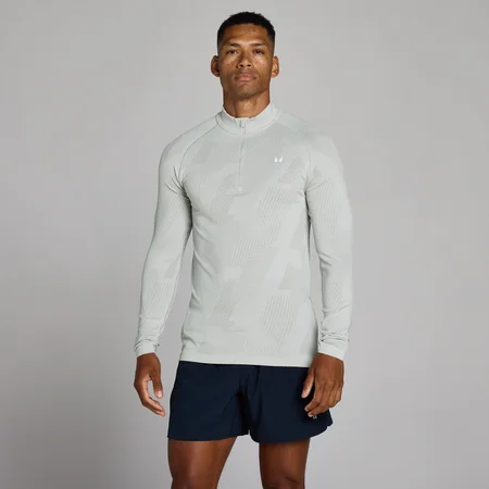 MP Herren Tempo Pillar Graphic Nahtlos 1/4 Zip - Chrom