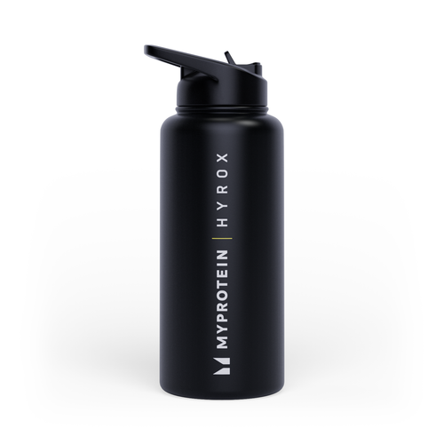 Myprotein Hyrox Recycelte Metall-Flip-Strohhalm-Flasche 1L - Schwarz