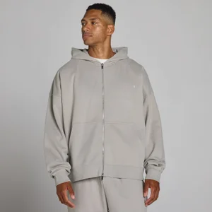 Oversized 2-Wege-Reißverschluss Hoodie - Chalk Grey - Size XS