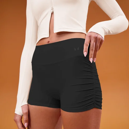 MP Damen Tempo Side Scrunch Booty Shorts – Schwarz