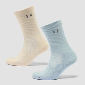 MP Reflektierende Laufsocken (2er-Pack) – Buttergelb/Babyblau - Size UK 12-14