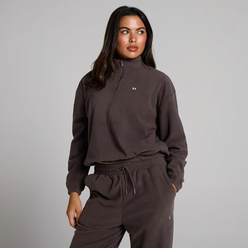 MP Damen Fleece-Pullover mit Stehkragen und 1/4-Reißverschluss - Kakao