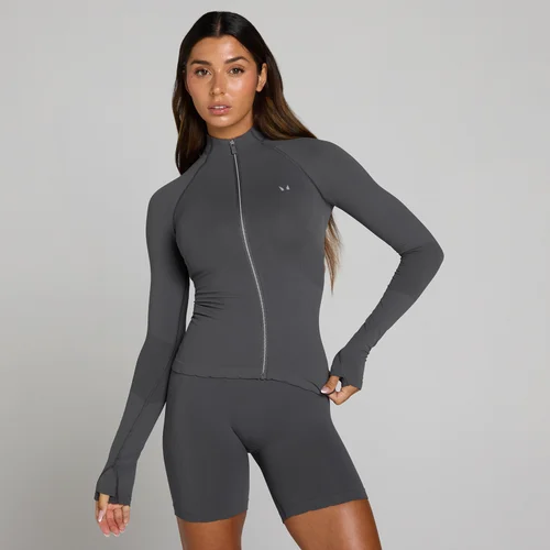 MP Damen Tempo Ultra Seamless Jacke mit durchgehendem Reißverschluss - Robust Grey