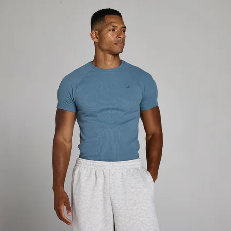 MP Lift Geripptes Muscle-Fit-T-Shirt für Herren - Midnight Slate