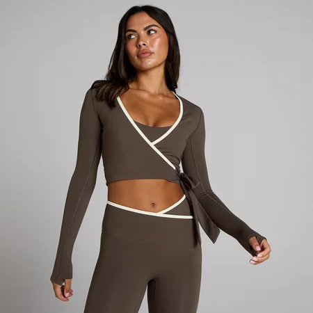 MP Damen Tempo Contrast Wickel-Top - Schokolade