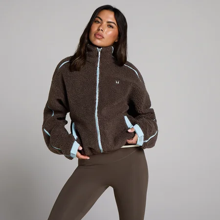 MP Damen-Fleecejacke mit Bindungsdetails und Reißverschluss - Schokolade