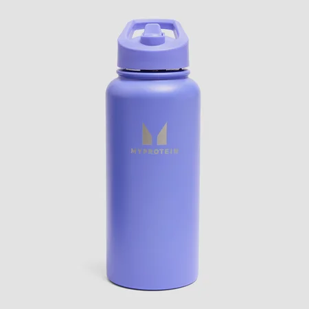 Myprotein recycelte Metallflasche mit Klappstrohhalm 1 L – Power-Indigo