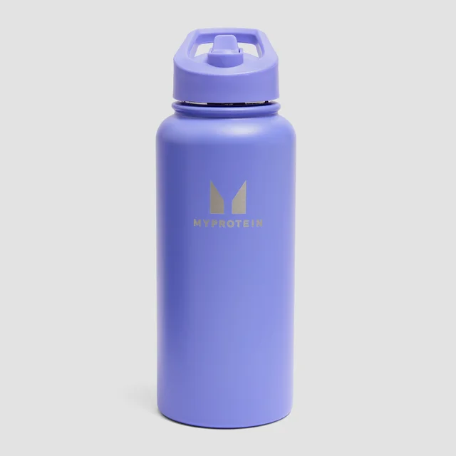 Myprotein recycelte Metallflasche mit Klappstrohhalm 1 L – Power-Indigo