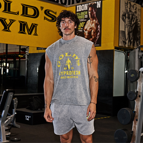 MP X Gold's Herren Washed Graphic Oversized Tank - Steel Blue